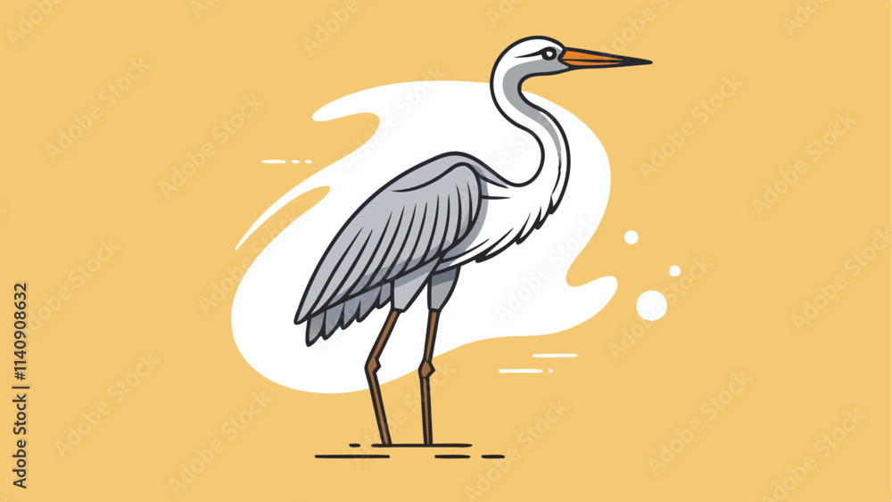 Heron, continuous line drawing, small tattoo, print for clothes and logo design, emblem or logo design Heron, continuous line drawing, small tattoo, print for clothes and logo design, emblem or logo design