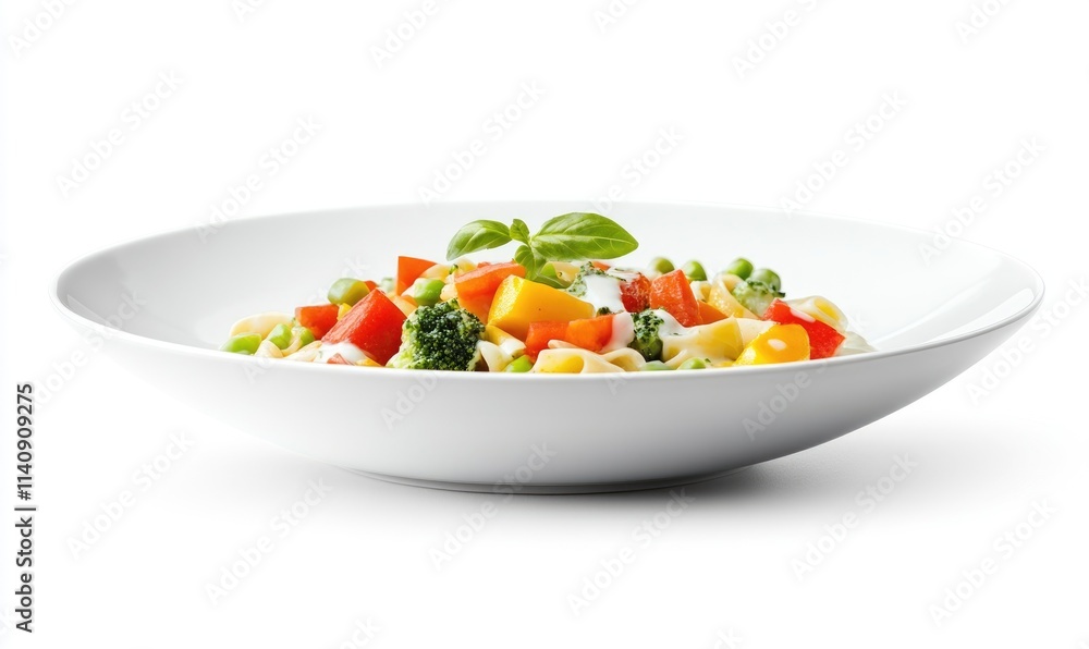 A white plate with a variety of vegetables including broccoli, carrots, and peas A white plate with a variety of vegetables including broccoli, carrots, and peas