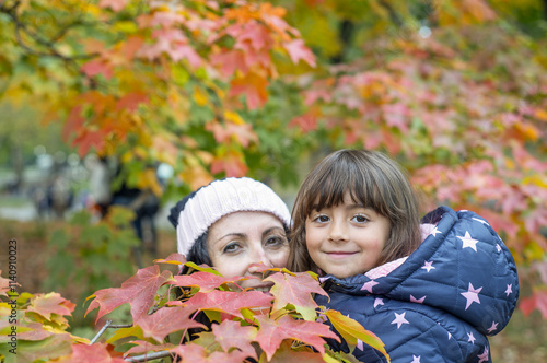 A Family Enjoying the Autumn Foliage in Central Park, New York City