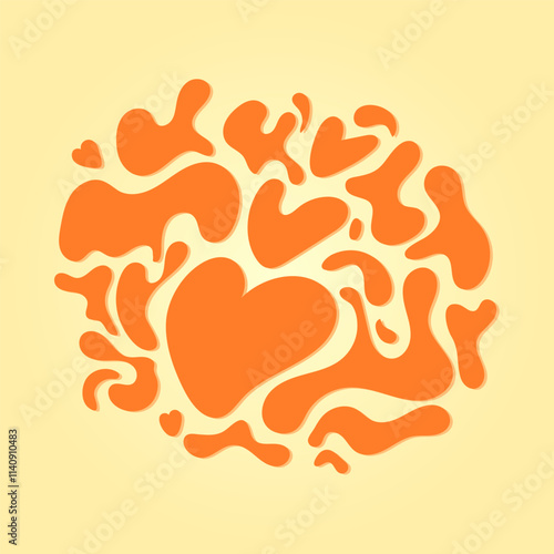 Abstract illustration, print , free forms, heart, hippie,love, groove