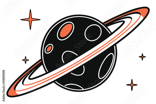 Logo planeta negro y naranja Black Color and white Background
