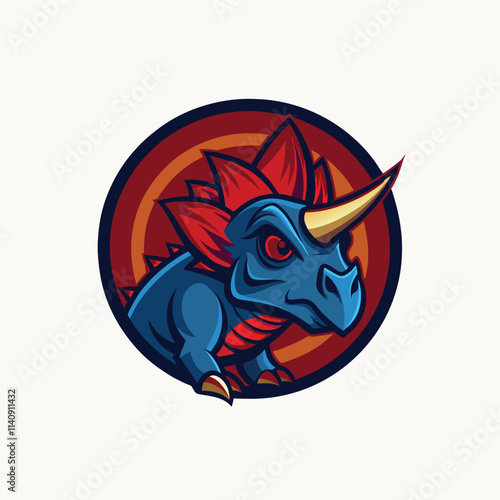 Sketch dinosaur triceratops vector illustration. Natural prehistoric extinct animal of the Jurassic period. Vector illustration
