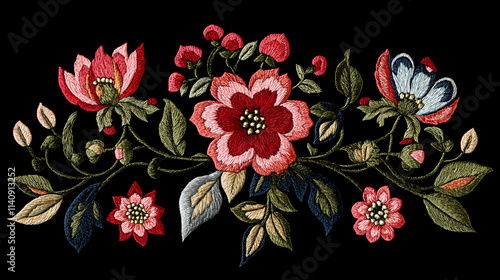 Jacobean embroidery pattern a floral and vine embroidery pattern popular in century england.,. Floral. Illustration