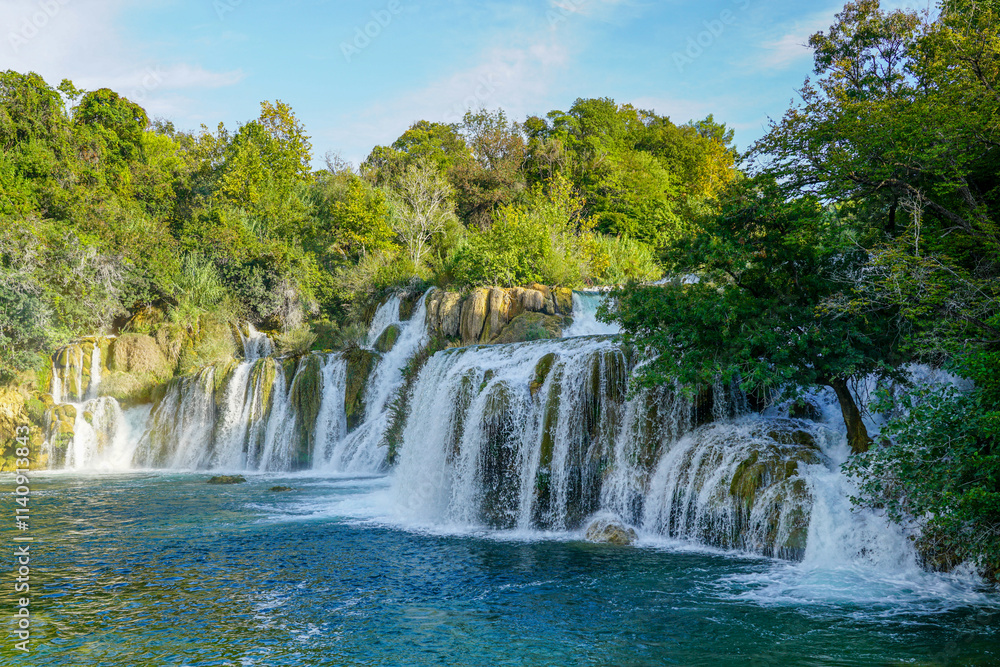 Beautiful Krka river waterfall landscape, Krka National Park in Dalmatia region, Croatia Beautiful Krka river waterfall landscape, Krka National Park in Dalmatia region, Croatia