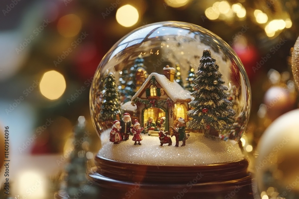 This delightful Christmas snow globe features a magical winter scene with Santa, children, and beautifully decorated trees, evoking the spirit of the holiday season. This delightful Christmas snow globe features a magical winter scene with Santa, children, and beautifully decorated trees, evoking the spirit of the holiday season.