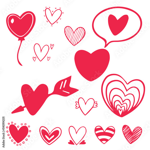 Print Valentine's day sticker, set of pictures, illustrations, stickers for notebooks, drawing for copying, background for postcards, design element,  large set of doodles, a Valentine's day sticker,
