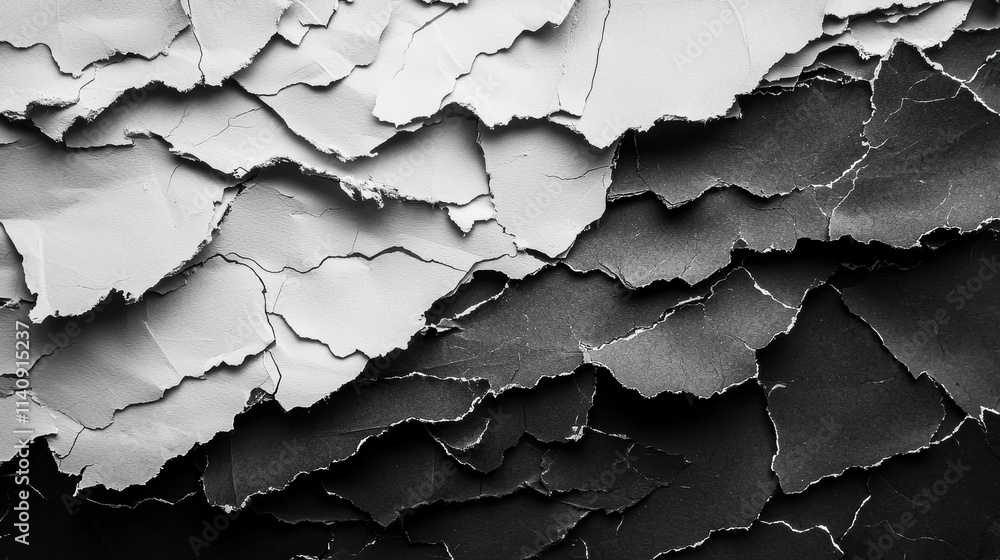 Obraz premium Layered Torn Paper Textures in Monochrome Tones for Modern Branding and Abstract Design