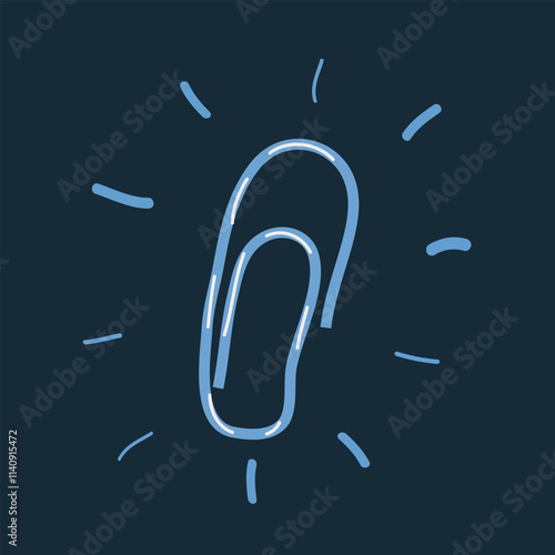 Cartoon vector illustration of Paper clip with clipping path on dark background.