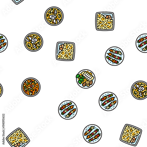 fish dishes vector seamless pattern thin line illustration