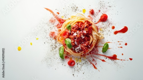 Artistic Spaghetti Bolognese with Colorful Garnish
