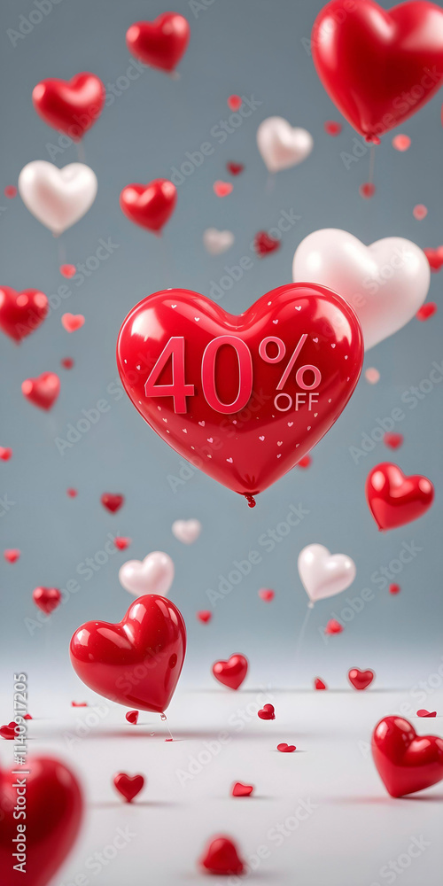40 Percent Off romantic Valentine's Day Banner. 40% off. Valentine's Day discount, sale 40 Percent Off romantic Valentine's Day Banner. 40% off. Valentine's Day discount, sale