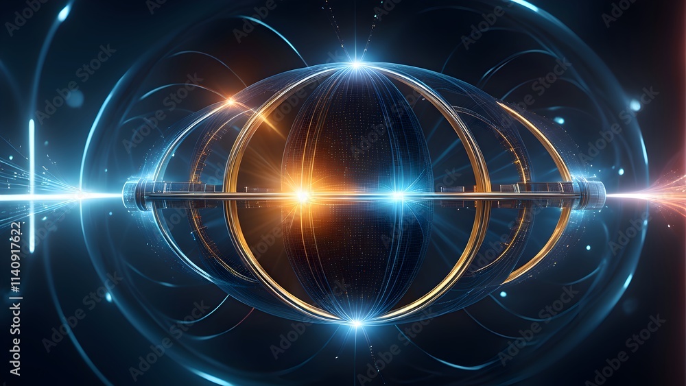 Fototapeta premium The convergence of quantum computing and artificial intelligence. It creates a variety of synergies such as improving computational speed, solving complex problems, and developing new algorithms.