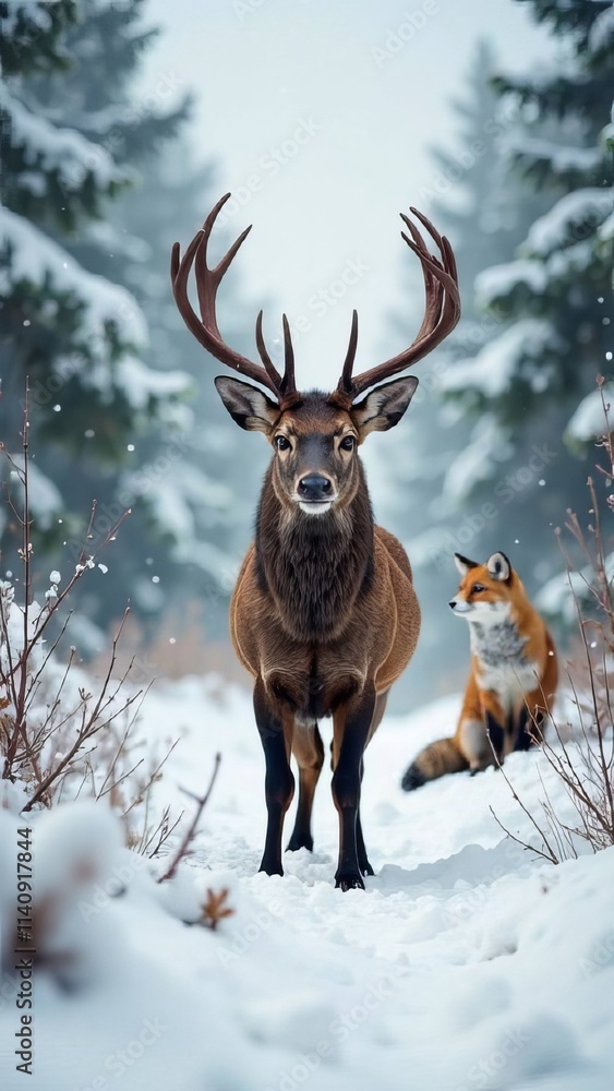 wild animals in winter, deer, red fox, snowy owl, pine forest, snowfall, soft fog, untouched nature, majestic wildlife, cartoon, poster, wallpaper, postcard, illustration , painted
wild animals in winter, deer, red fox, snowy owl, pine forest, snowfall, soft fog, untouched nature, majestic wildlife, cartoon, poster, wallpaper, postcard, illustration , painted