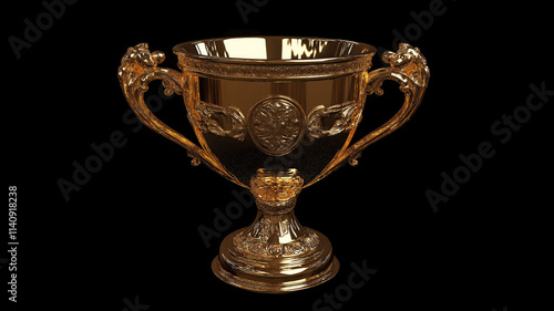 Golden trophy cup , winners golden cup. Created with Generative Ai technology. photo