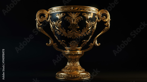 Golden trophy cup , winners golden cup. Created with Generative Ai technology. photo