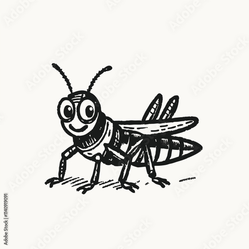 Cute Cricket Insect Smile Cartoon Isolated vector illustration