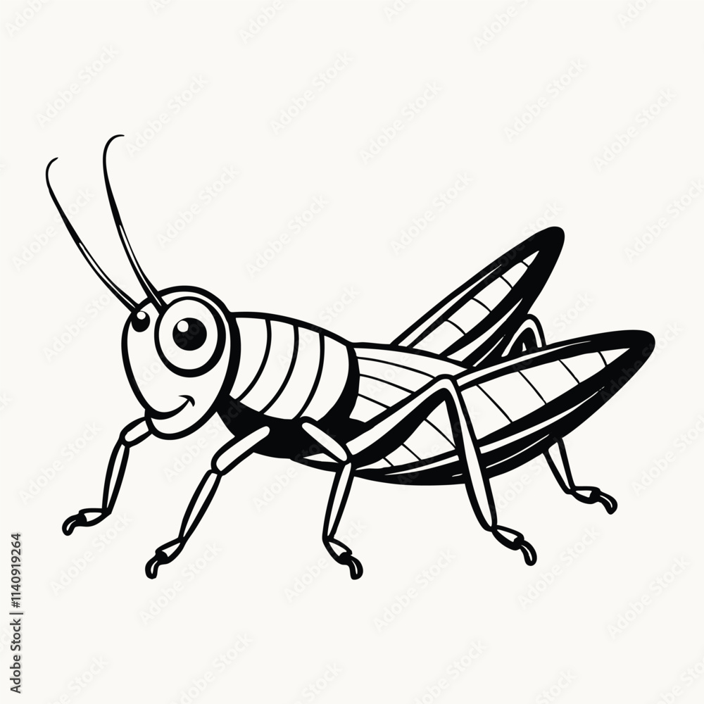 Green insect on a white background. cute character Grasshopper. Vector illustration Green insect on a white background. cute character Grasshopper. Vector illustration