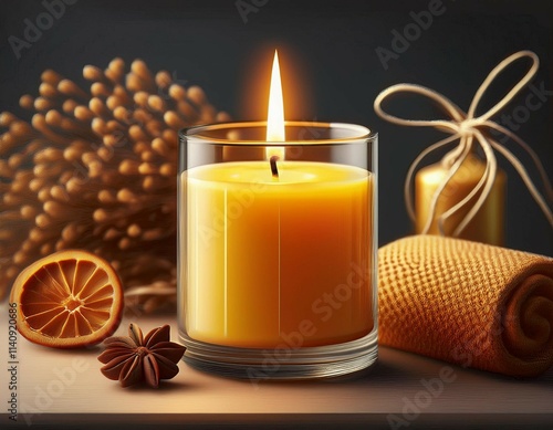 scented burning candle beeswax paraffin aroma spa candle zero waste eco gifts illustration on transparent photo