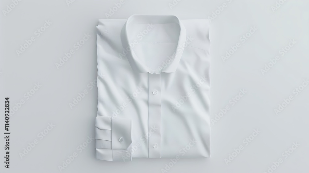 A crisp white shirt neatly folded on a clean white background A crisp white shirt neatly folded on a clean white background