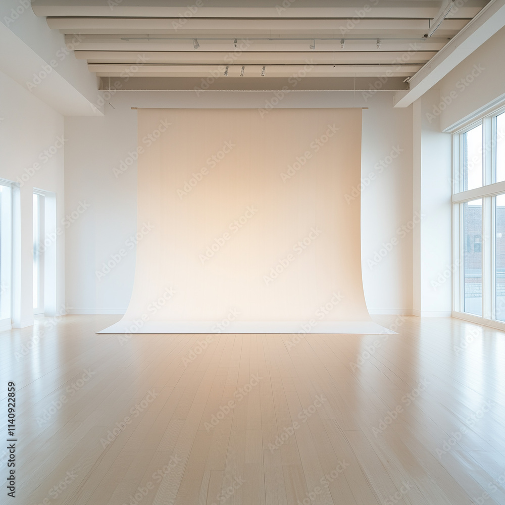 Fototapeta premium Artistic Paper Scroll Wall Creating a Beautiful Backdrop with a Scenic View