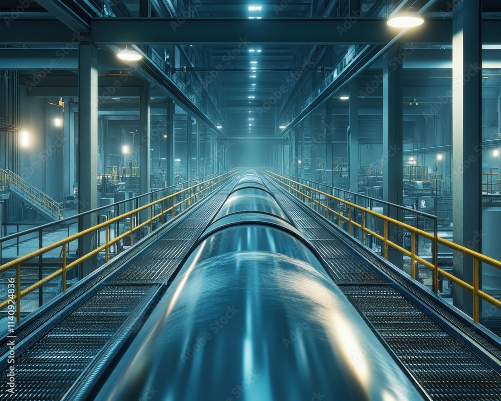 A sleek, futuristic train in a dimly lit industrial facility, showcasing innovative architecture and advanced technology. A sleek, futuristic train in a dimly lit industrial facility, showcasing innovative architecture and advanced technology.