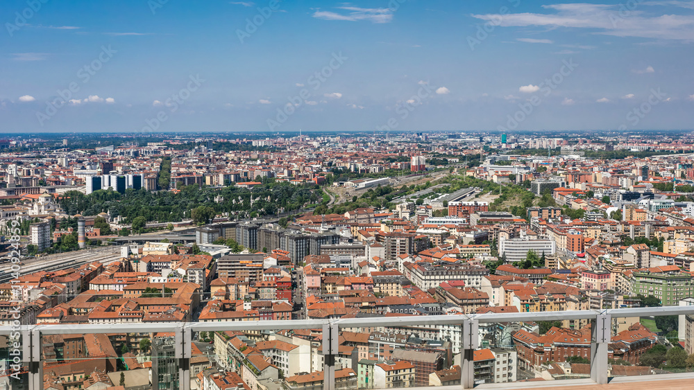 Milan aerial view of residential buildings and the Garibaldi railway station in the business district timelapse Milan aerial view of residential buildings and the Garibaldi railway station in the business district timelapse