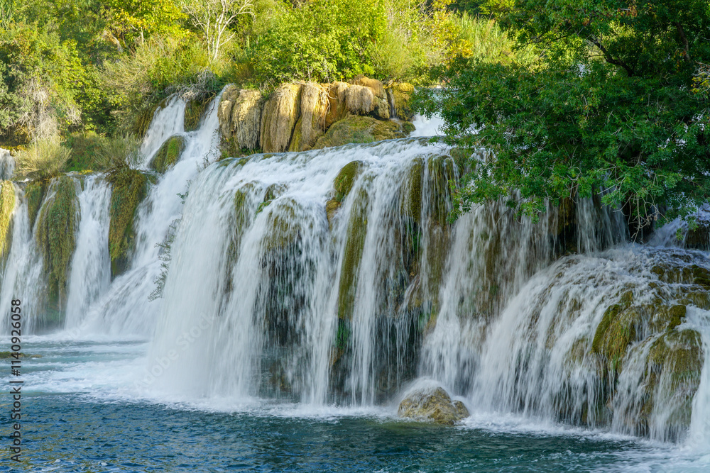 Beautiful Krka river waterfall landscape, Krka National Park in Dalmatia region, Croatia Beautiful Krka river waterfall landscape, Krka National Park in Dalmatia region, Croatia