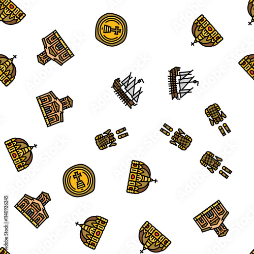 byzantium empire justinian vector seamless pattern thin line illustration