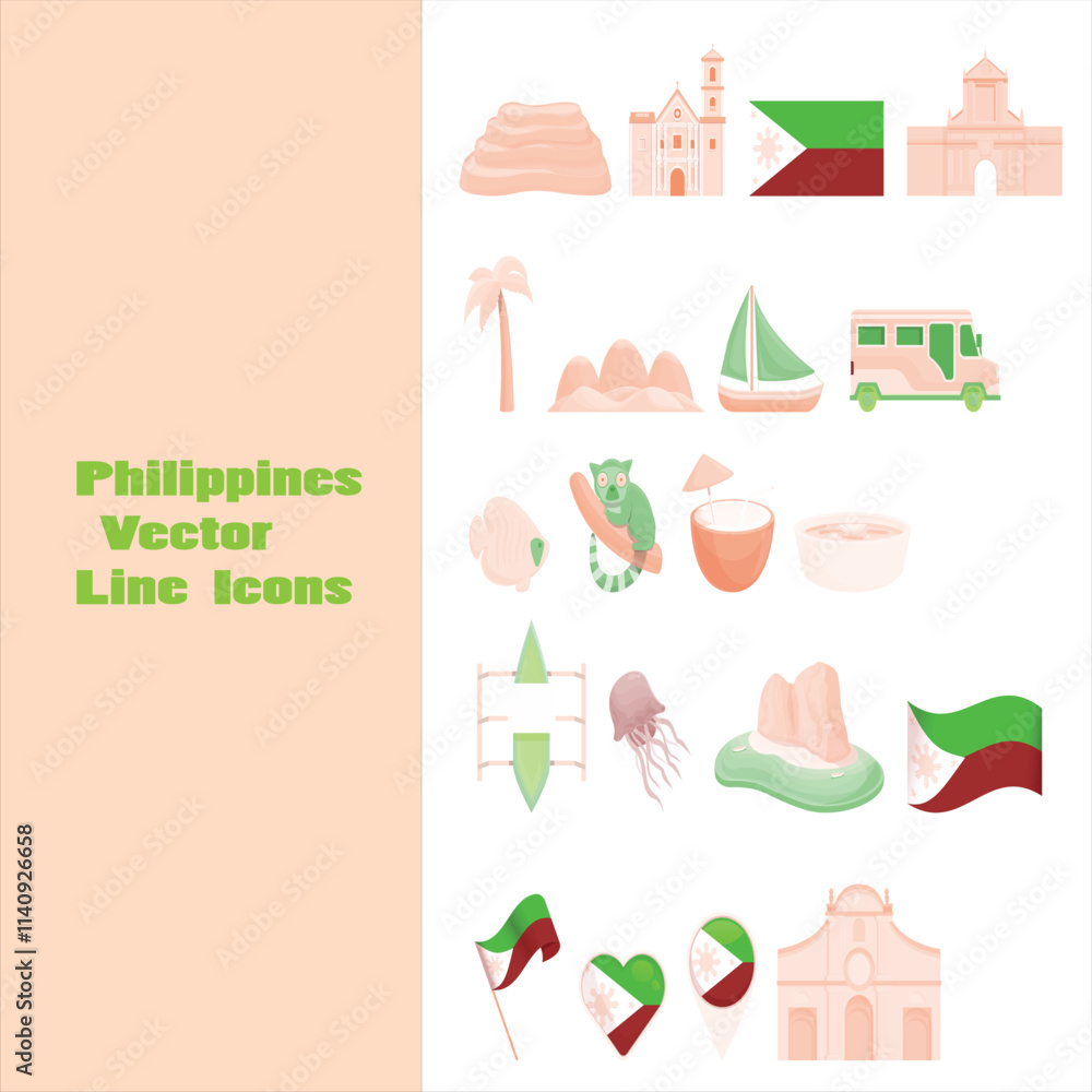 phphilippinies vector lone icons set phphilippinies vector lone icons set