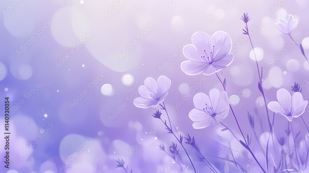 Delicate lavender flowers with a soft purple bokeh background, creating a dreamy atmosphere, lavender, flowers, soft, purple. Dreamy. Illustration