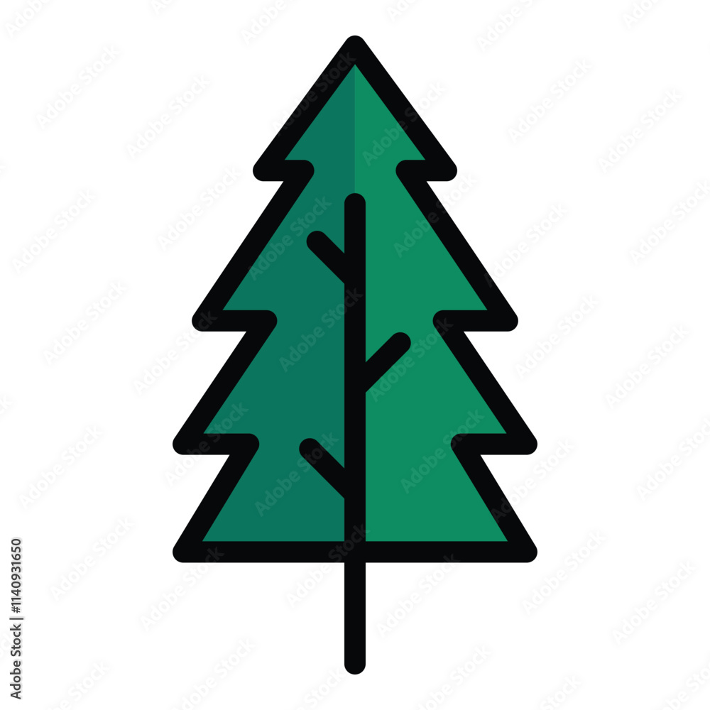 Spruce Flat Icon Isolated On White Background