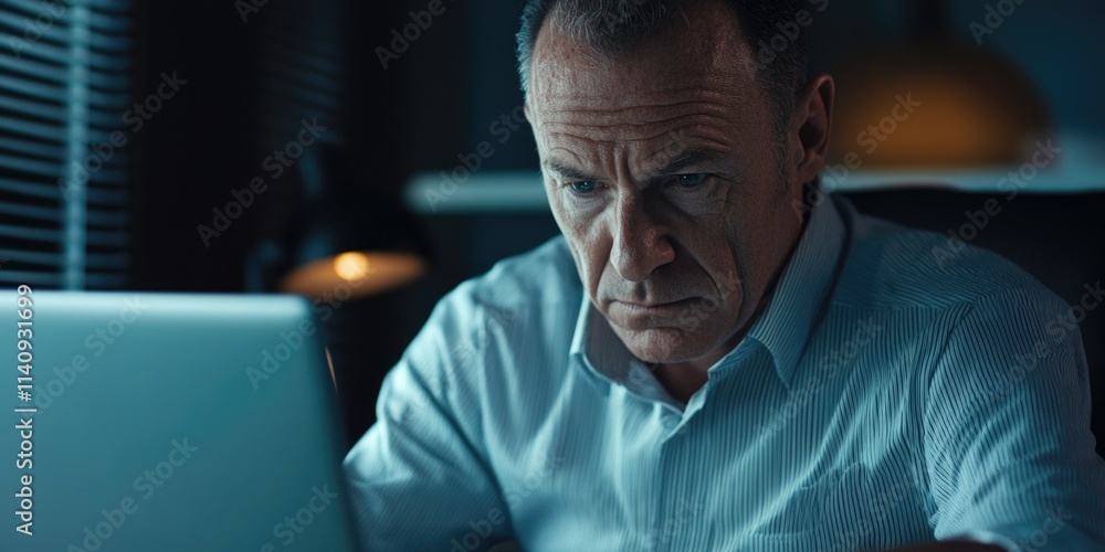 Businessman Working on Laptop in Office Businessman Working on Laptop in Office