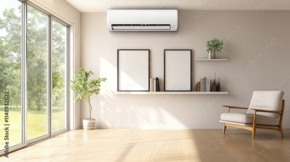 Fototapeta premium Modern Living Room Interior Design with Air Conditioner