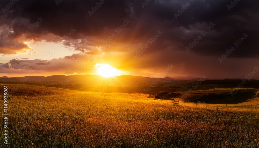 Intense sunlight beneath a stormy sky, a dramatic scene of light and dark Intense sunlight beneath a stormy sky, a dramatic scene of light and dark
