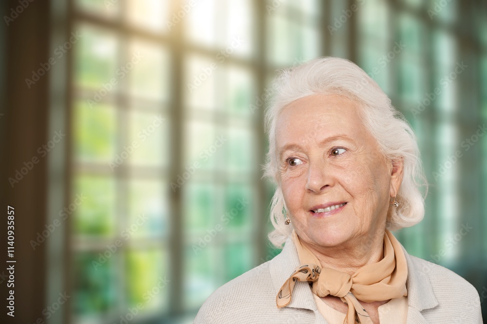 Nostalgia concept, old woman thinking at home Nostalgia concept, old woman thinking at home