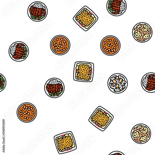 chicken dishes roast grilled vector seamless pattern thin line illustration