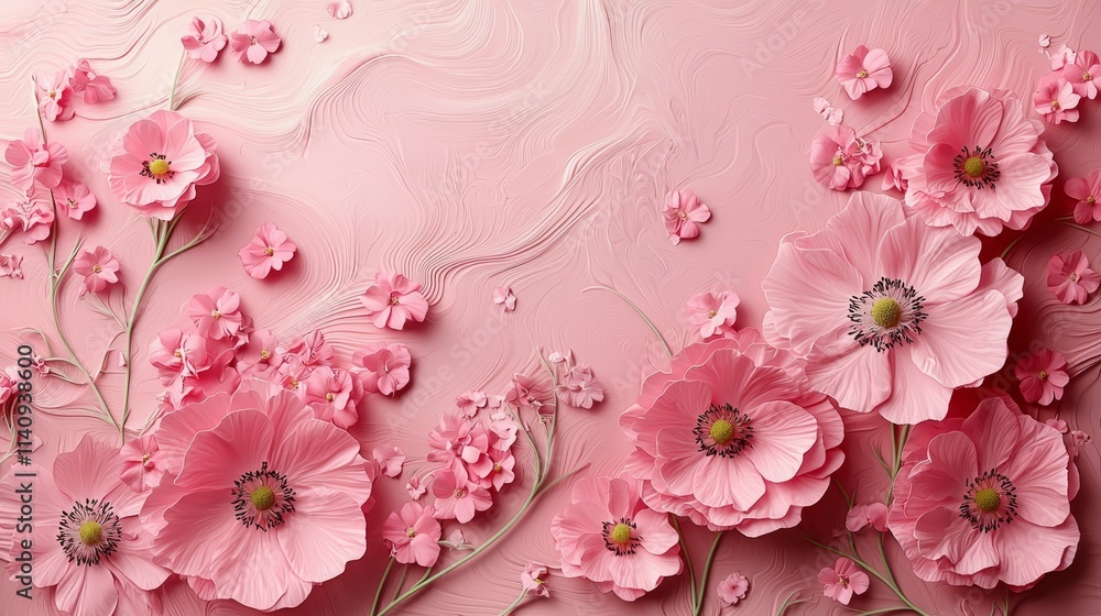 A bunch of pink flowers on a pink background A bunch of pink flowers on a pink background