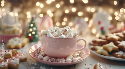 Wallpaper Mural Cozy cup of hot cocoa topped with marshmallows and festive treats during the holiday season. Generative AI Torontodigital.ca
