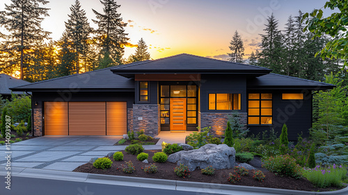 Modern homes with lush, elegant landscaping
