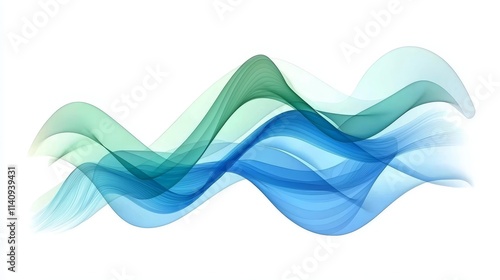 A blue and green wave on a white background