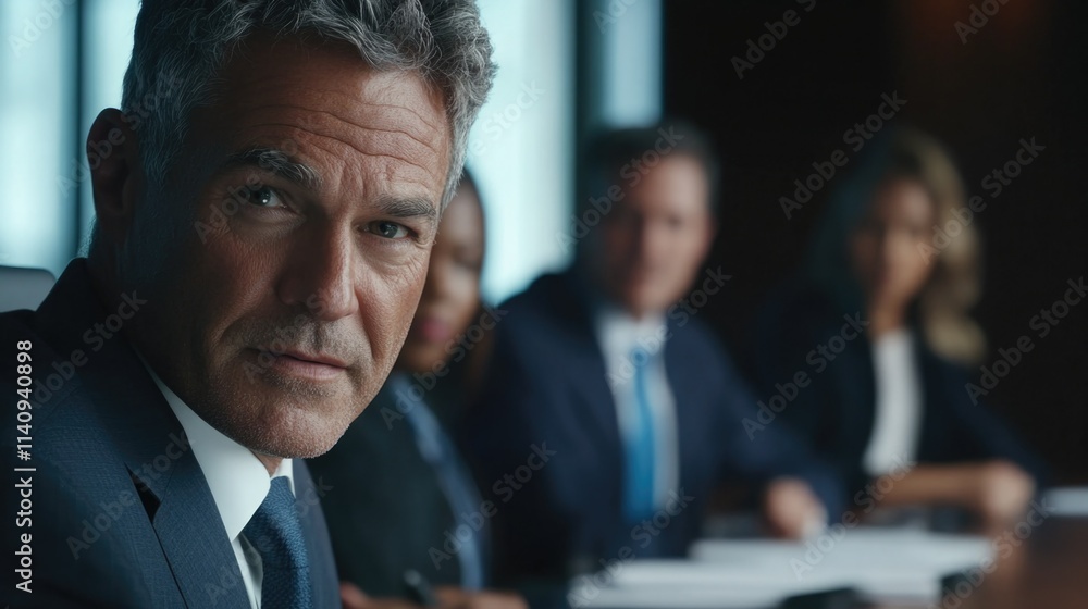 Busy Boardroom with Professional Businessmen in Suits Busy Boardroom with Professional Businessmen in Suits