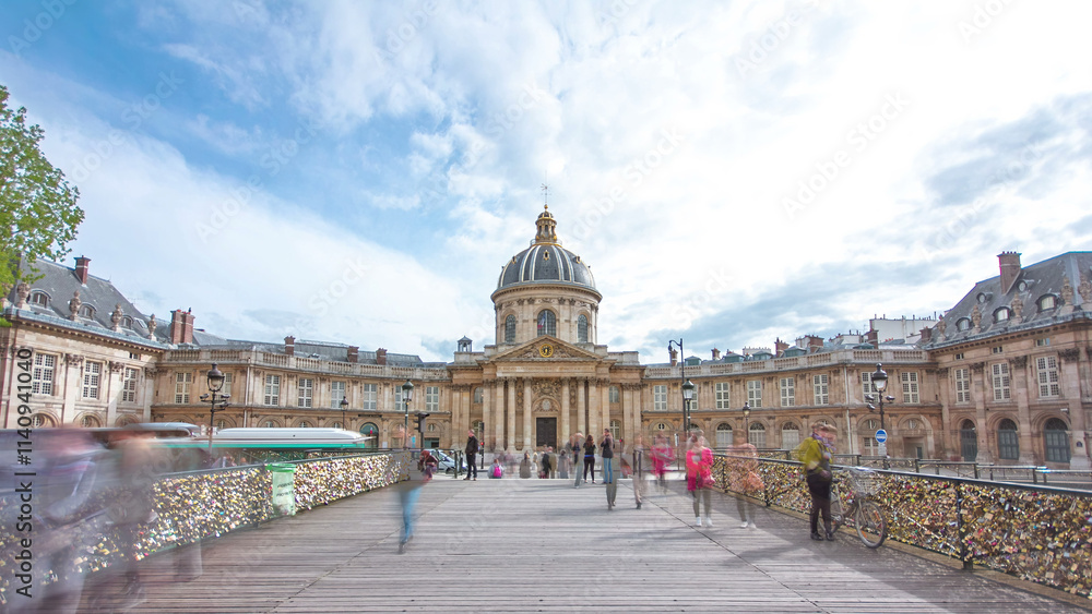 Institute de France in Paris from Pont des Arts timelapse hyperlapse Institute de France in Paris from Pont des Arts timelapse hyperlapse