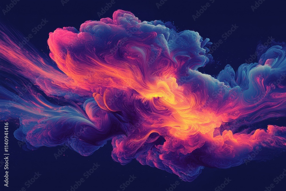 Fototapeta premium Vibrant abstract digital art piece with swirling colors and energy