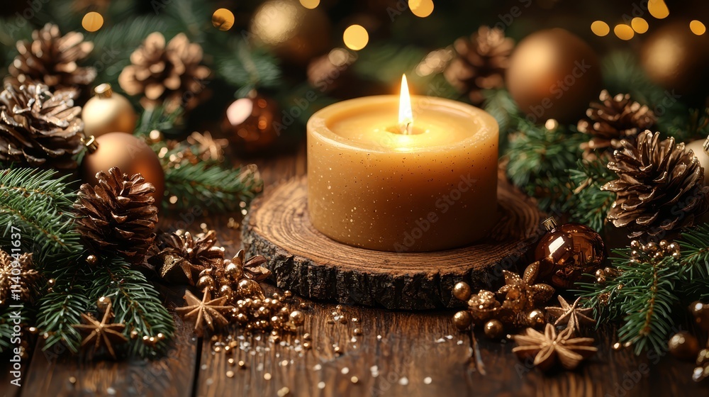 A lit candle sitting on top of a wooden table A lit candle sitting on top of a wooden table