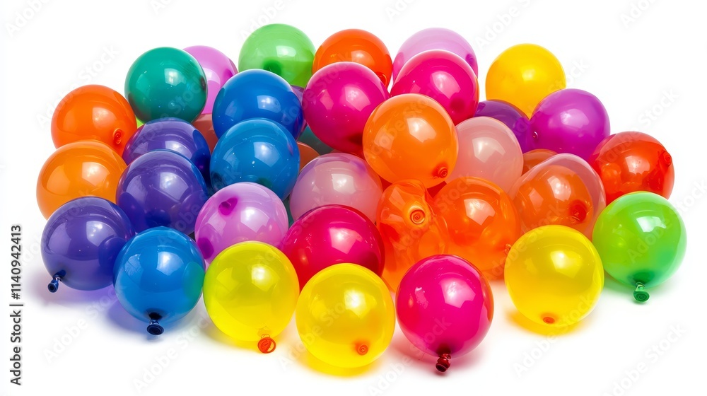 A pile of colorful balloons on a white background A pile of colorful balloons on a white background