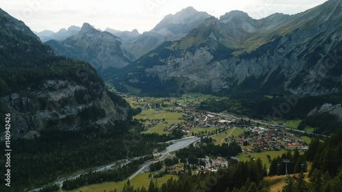 Village and Swiss Mountains