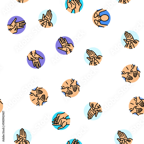 massage therapy relaxation vector seamless pattern thin line illustration