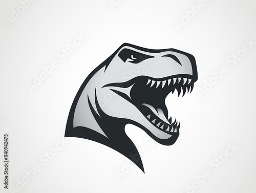 Fierce Dinosaur Head Illustration in Bold Black and White Design photo