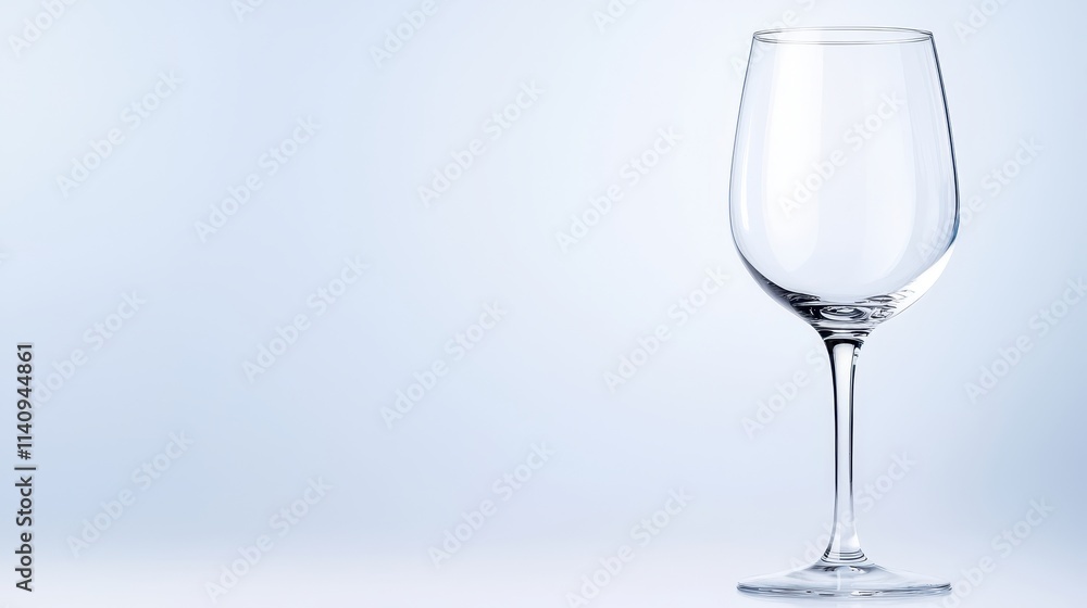 Elegant Empty Wine Glass on Soft Blue Background for Stylish Decor Elegant Empty Wine Glass on Soft Blue Background for Stylish Decor