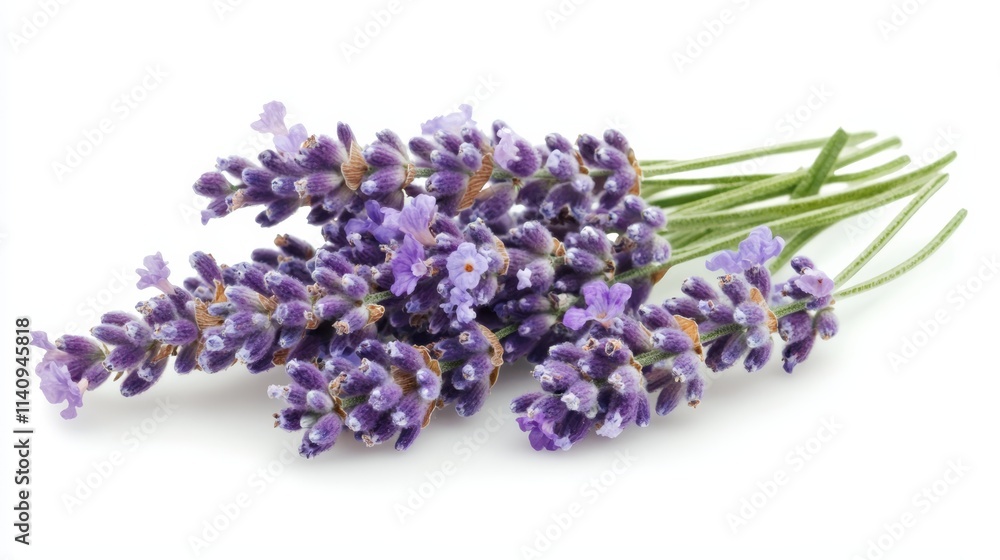A bunch of lavender flowers on a white background A bunch of lavender flowers on a white background